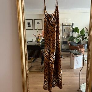 Topshop Tiger Print Silk Dress
